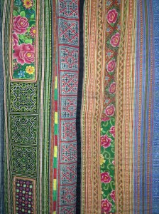 detail shot of of the blankets, the color and mixing of fabrics random but amazing layouts come out of it. 